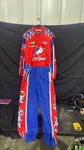 lot 27 image: NASCAR Racing Suit Red Blue Old Spice Goodyear Size XL