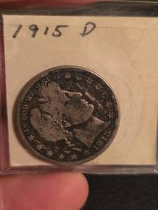lot 2 image: 1915-D Barber silver half dollar