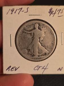 lot 4 image: 1917-S Walking Liberty Silver half dollar