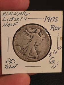 lot 9 image: 1917-S Walking Liberty Silver half dollar