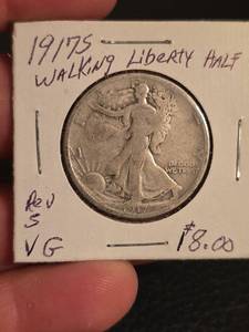lot 14 image: 1917-S Walking Liberty Silver half dollar