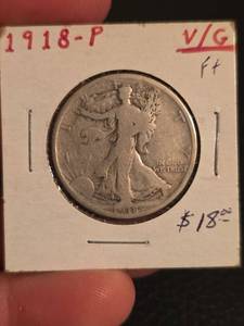lot 20 image: 1918-P Walking Liberty Silver half dollar