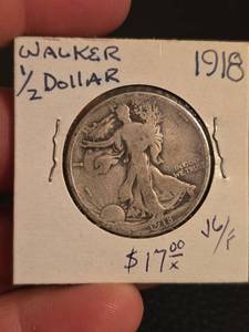 lot 21 image: 1918 Walking Liberty Silver half dollar