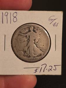 lot 23 image: 1918 Walking Liberty Silver half dollar