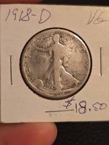 lot 24 image: 1918-D Walking Liberty silver half dollar