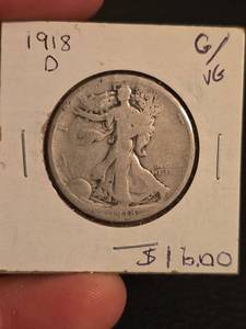 lot 25 image: 1918-D Walking Liberty Silver half dollar