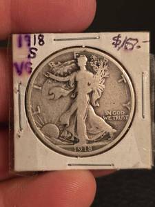 lot 26 image: 1918-S Walking Liberty Silver half dollar