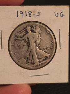 lot 31 image: 1918-S Walking Liberty Silver half dollar