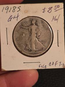 lot 34 image: 1918-S Walking Liberty Silver half dollar