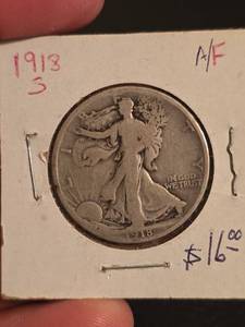 lot 37 image: 1918-S Walking Liberty Silver half dollar