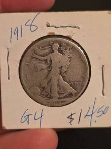 lot 38 image: 1918 Walking Liberty Silver half dollar