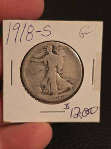 lot 40 image: 1918-S Walking Liberty Silver half dollar