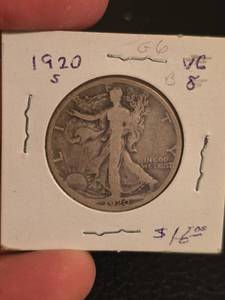 lot 43 image: 1920-S Walking Liberty Silver half dollar