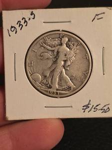 lot 46 image: 1933-S Walking Liberty silver half dollar
