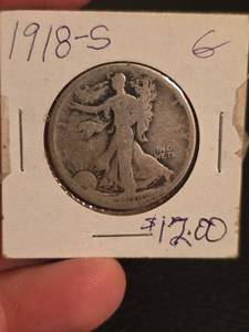 lot 48 image: 1918-S Walking Liberty Silver half dollar