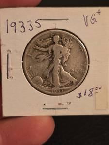 lot 50 image: 1933-S Walking Liberty Silver half dollar