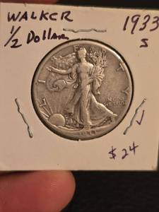 lot 51 image: 1933-S Walking Liberty Silver half dollar