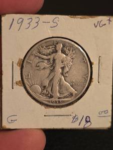 lot 52 image: 1933-S Walking Liberty Silver half dollar