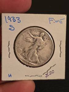 lot 53 image: 1933-S Walking Liberty Silver half dollar
