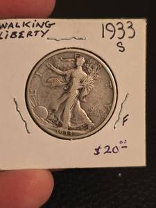 lot 56 image: 1933-S Walking Liberty Silver half dollar