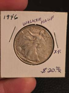 lot 67 image: 1946 XF Walking Liberty Silver half dollar