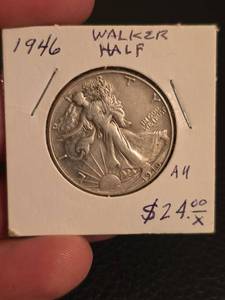 lot 71 image: 1946 Walking Liberty Silver half dollar