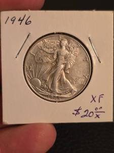 lot 72 image: 1946 Walking Liberty Silver half dollar