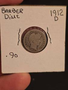 lot 76 image: 1912-D Barber silver dime