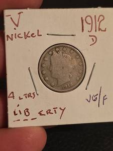 lot 98 image: 1912 V nickle