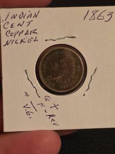 lot 100 image: 1863 Indian head penny