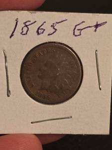 lot 105 image: 1865 Indian head penny