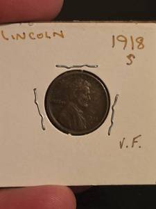 lot 153 image: 1918-S Lincoln Wheat penny