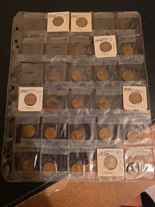 lot 182 image: Sheet of 1926 - 1930 Lincoln Wheat pennies