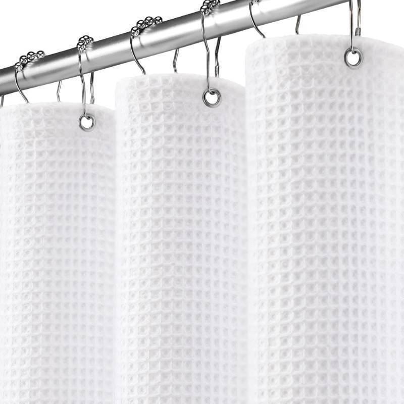 lot 18424 image: Stall Waffle Shower Curtain Heavyweight Cotton Fabric White 48Wx72L - Retail $23