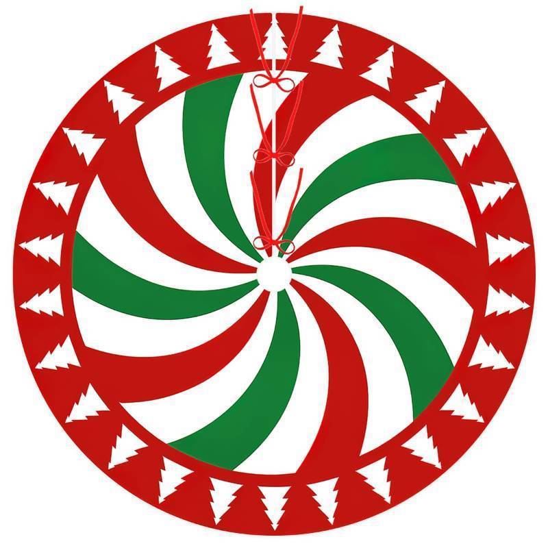 lot 29040 image: Christmas Tree Skirt 36 Inch, Tree Red Green Spiral Candy Xmas Tree Skirt Christmas Tree Mat for Home Party Holiday Indoor Outdoor Decorations - Retail $10