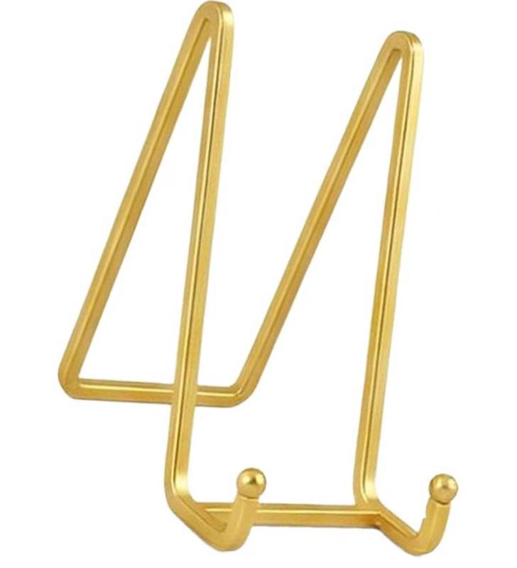 lot 64366 image: Modern Iron Display Stand User Friendly Frame Holder for Frames Multifunctional Use in Living Room or Gallery Wall Art Holder, 4.5 inch - Retail $8