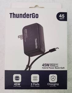 lot 39085 image: Portable Charger, 5000mAh 45W GaN Fast Charging Power Bank, Foldable Plug, 2 USB Output. - Retail $30