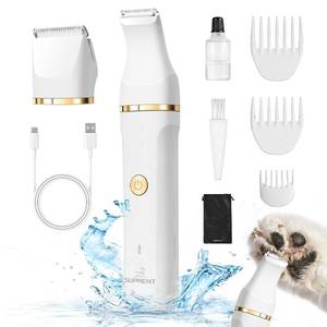 lot 39095 image: Dog Clippers for Grooming with 2 Blades, Quiet Small Dog Cat Paw Trimmer, Waterproof USB Rechargeable Professional Pet Grooming Supplies Tools Cordless Shaver for Paws, Eyes, Ears, Face, Rump - Retail $20