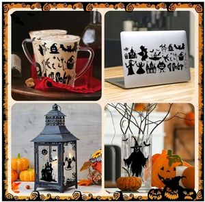 lot 39098 image: Halloween UV DTF Transfers for 16 OZ Glass Waterproof Witch Treehouse Pumpkin Rub on Transfers Mug Sticker Decals for Cup DIY Crafts, 8 Pack - Retail $10
