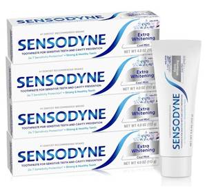 lot 39106 image: Sensodyne Extra Whitening Cool Mint Toothpaste - 4 Ounces, Pack of 4 - Retail $25
