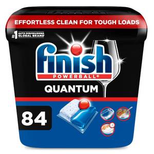 lot 39131 image: Finish Quantum Dishwasher Pods, No Pre-Rinse Dishwasher Detergent Soap Removes 24HR Dried-On Stain and Grease, Leaving a Virtually Spotless Shine, 84 Count - Retail $20