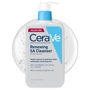 lot 39132 image: CeraVe Renewing Salicylic Acid Cleanser, BHA Exfoliating Face Wash, 16oz - Retail $16