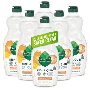 lot 39135 image: Seventh Generation Dish Liquid Soap Clementine Zest Lemongrass Pack of 6 Dishwashing Soap Liquid Soap 19 oz - Retail $19