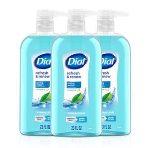 lot 39137 image: Dial Body Wash, Refresh & Renew Spring Water, 23 Fl Oz (Pack of 3), Hydraclean Complex & Vitamin E, Gentle, Leaves Skin Feeling Nourished, Dermatologist-Tested, No Parabens & Sulfates - Retail $17