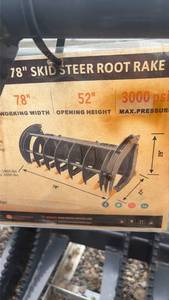 lot 213 image: Skid Steer Root Rake Model RR-78W 3000 PSI