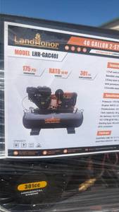lot 746 image: LandHonor 40 Gallon 2-Stage Air Compressor 175 PSI RATO 10 HP LHR-GAC40J