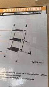 lot 776 image: Landoor 3-Step Safety Ladder Model LHR-SS3 28.3 in 330 lbs Capacity