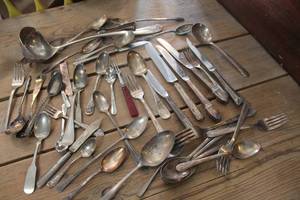 lot 4605 image: Vintage Ladel and Silverware