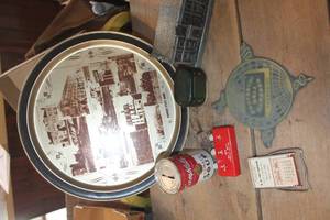 lot 4624 image: Vintage Kansas Banks, Metal Tray & More