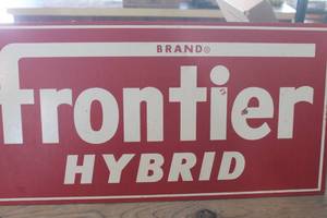 lot 4663 image: Vintage Frontier Kybrid Wooden Sign 12 x 24